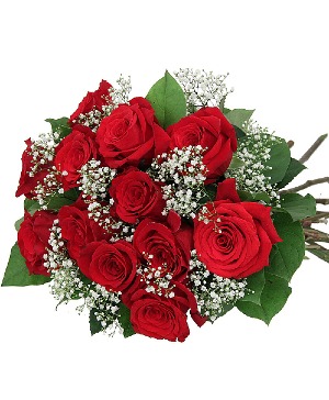 Twelve Red Roses Loose Cut Bouquet