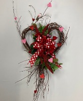 Twigs and Bird Valentine's Wreath Permanent botanical