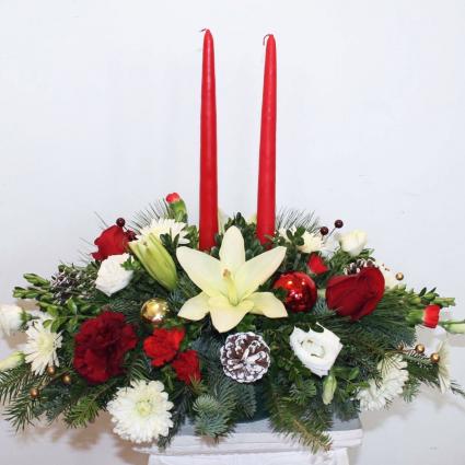 Two Candle Christmas Centerpiece