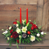 TWO CANDLE Christmas Centerpiece 