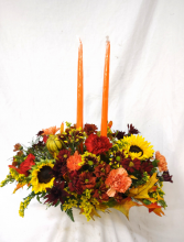 Two Candle Fall Centerpiece 