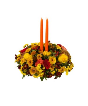 Two-Candle Table Centerpiece Arrangement