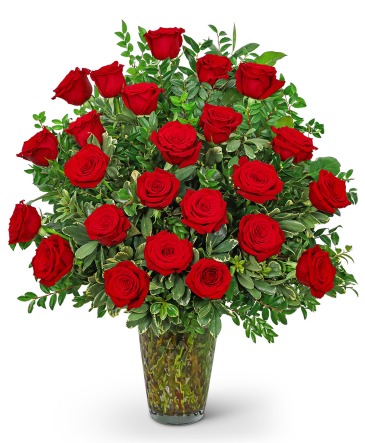 Two Dozen Elegant Red Roses Flower Arrangement in Nevada, IA | Flower Bed
