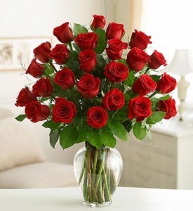 SHOW HER YOU LOVE HER Two dozen long stem red roses arranged in a vase