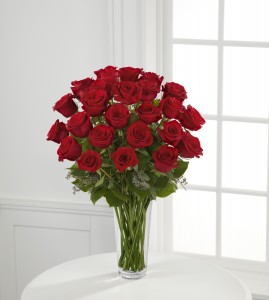 Two Dozen  Long Stem  Red Roses Vase Arrangement