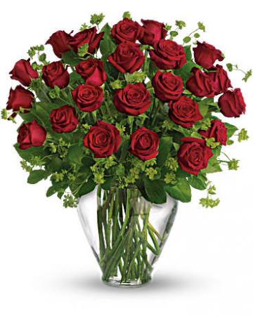 Two Dozen Long-Stemmed Red Roses Vase Arrangement