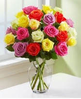 Two Dozen Mixed Colored Roses 