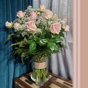Two Dozen Pink Roses  Vase Arrangement