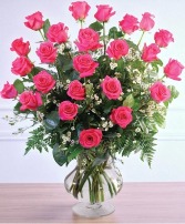 Two Dozen Pink Roses Vase Arrangement 