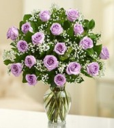 Two Dozen Purple Roses Vase
