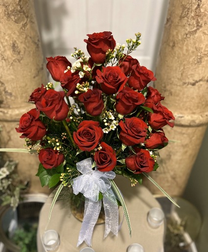 Two Dozen Red Rose Vase