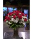 TWO Dozen Red Roses  Vased With Baby's Breath