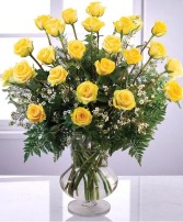 Two Dozen Yellow Roses Vase Arrangement 
