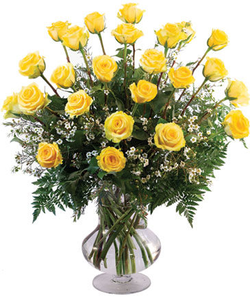 Two Dozen Yellow Roses Vase Arrangement  in Waverly, IA | Love & Lace Flowers & Gifts