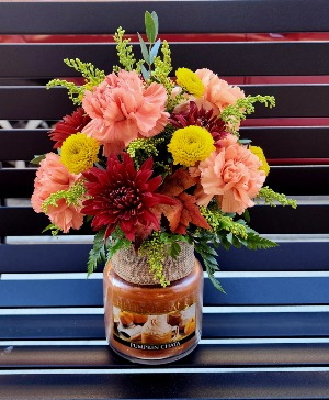 Pumpkin Chata  Flowers & Candle