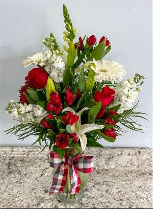 UGA Themed Vase Arrangement