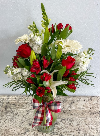 UGA Themed Vase Arrangement