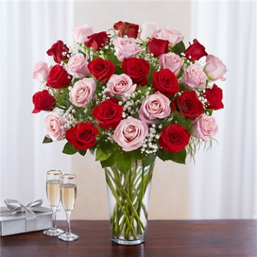 Ultimate Elegance™ Long Stem Pink & Red Roses  in Brooklyn, NY | FLORAL FANTASY