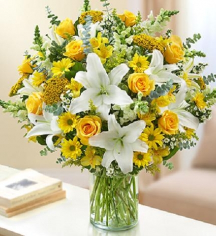 Ultimate Elegance Yellow and White Vased Arrangement