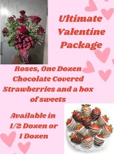 Ultimate Rose Package  Dozen Roses, Strawberries, sweet box 