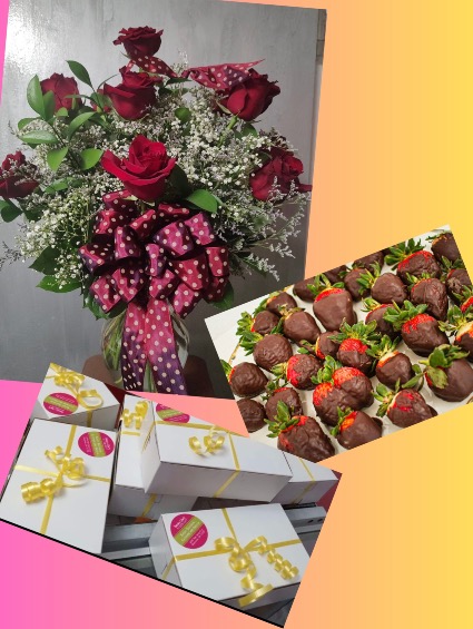 Ultimate Rose Package Roses, Strawberries, sweet box 