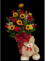 Unbearable love  Roses and sunflowers 