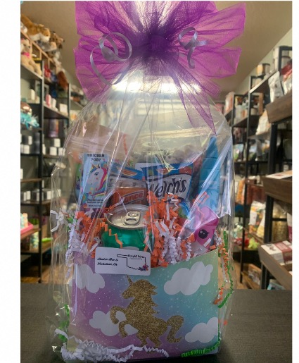 Unicorn BirthdaySnack Bag Unicorn tears, unicorn popcorn, crackers, fruit snack, drink, chips, crayon body wash and more