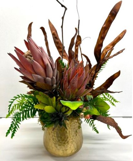 Unique Artificial Botanical Arrangement in Gold 