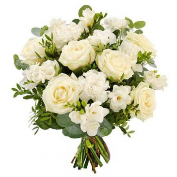 Upsy Daisy Signature All White  European Hand-tied in Port Dover, ON | Upsy Daisy Floral Studio