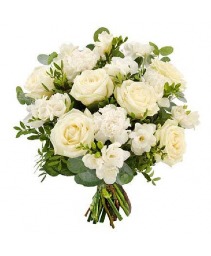All White European Hand-tied Bouquet