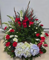 Urn Piece or Picture Surround - red, white and blu Funeral