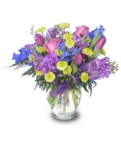 PURPLE FLORAL MEDLEY Vase of Flowers
