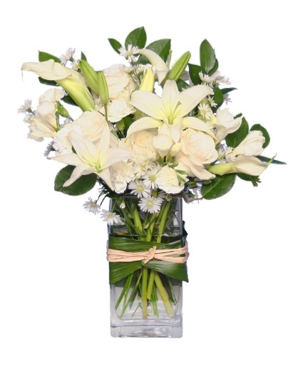 Fresh Snowfall Vase Of Flowers Flower Bouquet