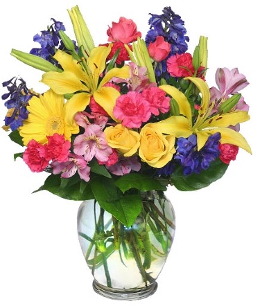 RAINBOW OF BLOOMS Vase of Flowers in Moss Bluff, LA | Moss Bluff Florist & Gift