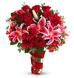 V-7 RED ROSES, CARNATIONS, GERBER DAISIES AND STAR GAZER LILLIES
