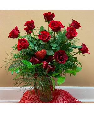 V-Day Long Stem Dozen Red Roses 