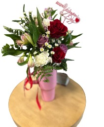 Valentine Day Tumbler Flower Arrangement