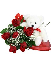 Valentine Delight Roses Wrapped  Teddy Maybe Different Color