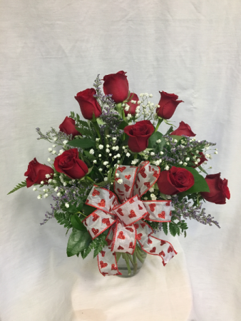 Valentine Dozen Rose Arrangement