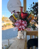 Valentine Pup Arrangement  Candy Bouquet 