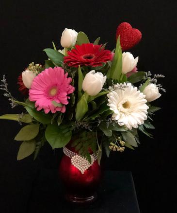 Valentine Red vase in Chesterfield, MO | ZENGEL FLOWERS AND GIFTS