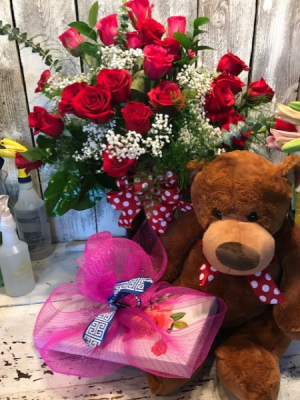 Valentine Special 2 doz. roses /Bearand Candy combo