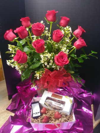 Valentine Special Dozen Roses Any Color Sterling Silver Swarovski Crystal Earrings Half Dozen Chocolate Covered Strawberries