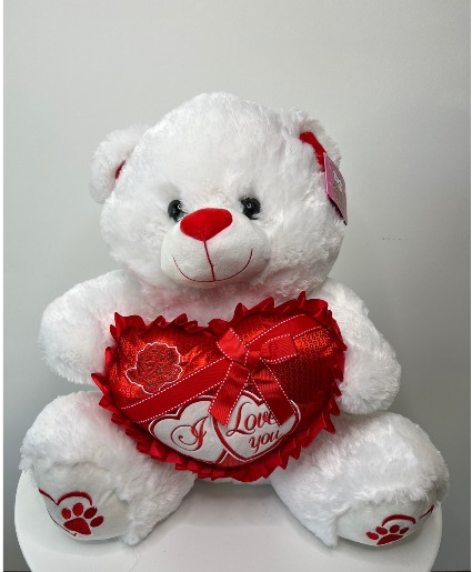 VALENTINE WHITE TEDDY BEAR 20 INCH PLUSH 