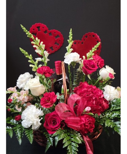 Designer's Choice Basket of Flowers/No wine Basket Arrangement