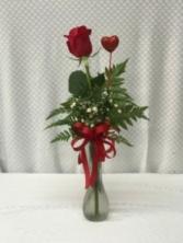 Valentines 1 Rose Vased  1 Red Rose 