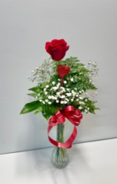  1 Rose Vased  1 Red Rose 