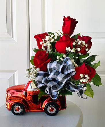 Delivery Truck Flower Arrangement in Whittier, CA | Rosemantico Flowers