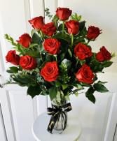 Dozen RED Roses Flower Arrangement