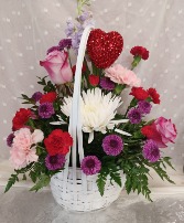 Valentines Basket Fresh Arrangement